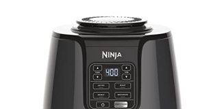 Ninja AF101 Air Fryer that Crisps, Roasts, Reheats, & Dehydrates, for Quick, Easy Meals, 4 Quart Capacity, & High Gloss Finish, Black/Grey