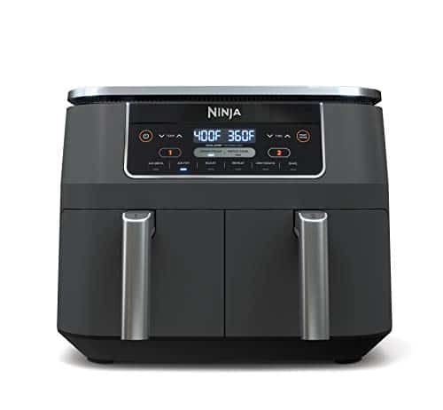Ninja DZ201 Foodi 8 Quart 6 in 1 DualZone 2 Basket Air Fryer with 2 Independent Frying Baskets, Match Cook & Smart Finish to Roast, Broil, Dehydrate & More for Quick, Easy Meals, Grey