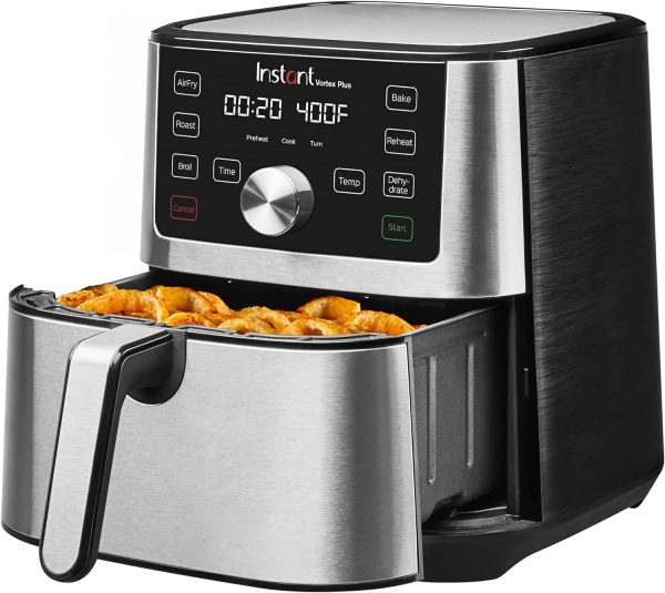 Instant Pot Air Fryer Oven, 6 Quart, From the Makers of Instant Pot, 6-in-1, Broil, Roast, Dehydrate, Bake, Non-stick and Dishwasher-Safe Basket, App With Over 100 Recipes, Stainless Steel