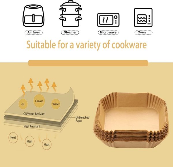 Air Fryer Paper Liners, 100PCS Non-stick Disposable Parchment Sheets for Baking, Food Grade Liner for Baking Roasting Microwave (7.9inch-Round)