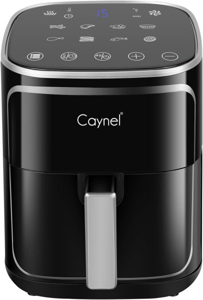 CAYNEL Air Fryer Oven Oil Free Nonstick Cooker with 8 Cook Presets, Detachable Double Basket - 5QT(Black) (Digital)