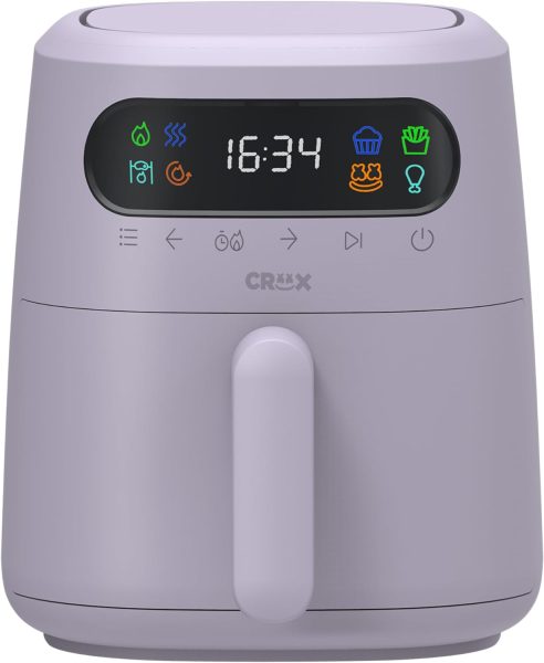 CRUX x Marshmello 3.0 QT Digital Air Fryer with TurboCrisp Technology, Touch Screen Temperature Control, Timer and Auto Shut-off, Fully Programmable, Silicone Cupcake Molds Included, Lavender