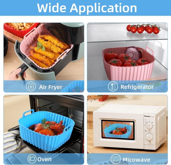 JNYCL Silicone Air Fryer Liners, 4Pcs Reusable Air Fryer Silicone Liners Square, Food Grade Air Fryer Oven Accessories, Non Stick and Easy Cleaning, Replacement of Parchment Liners (For 6QT to 7QT)