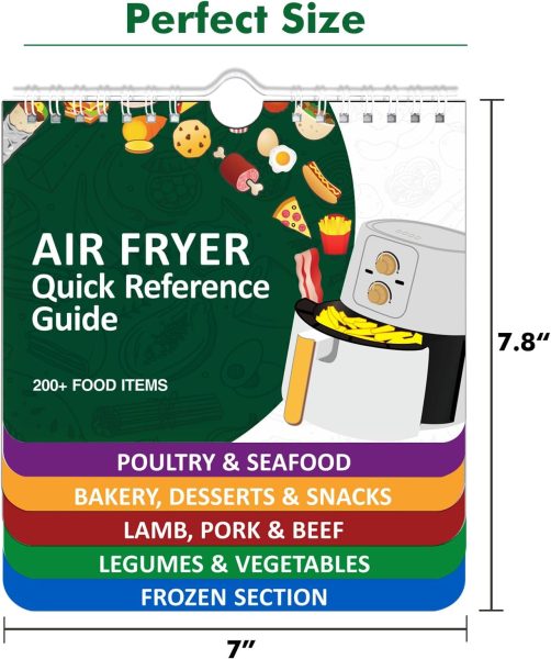 𝑶𝒗𝒆𝒓 200 𝑭𝒐𝒐𝒅𝒔 Air Fryer Cheat Sheet Magnets Cooking Guide Booklet, Air Fryer Cooking Guide Magnetic Cookbook, Air Fryer Magnetic Cheat Sheet Set(Air Fryer Accessories)