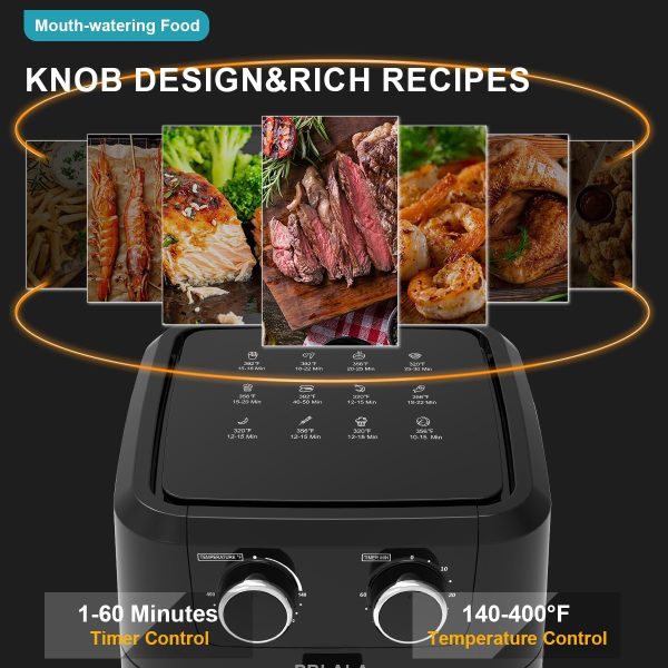 5Quart Digital Air Fryer | Double Knob Design | fryer | Air Fryer |Comes with 2 silicone baking pans | Adjustable Temperature |1400W(5QT Knob Design) (5Qt)