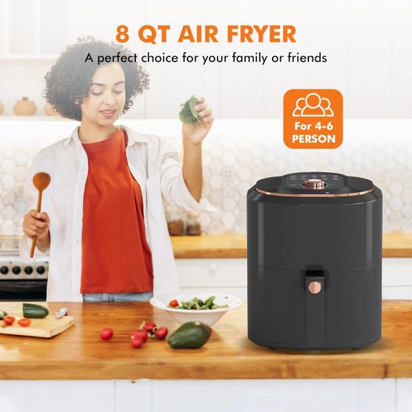 Air Fryer, 8 Quart Family Size Electric Cooker Oilless with 10 Cooking Functions, LCD Digital Touch Screen with Precise Temperature Control, Shake Reminder Function, 2000W, UL Listed (White)