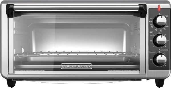 BLACK+DECKER 8-Slice Extra Wide Convection Toaster Oven, TO3250XSB, Fits 9x13 Oven Pans and 12 Pizza, Stainless Steel/Black