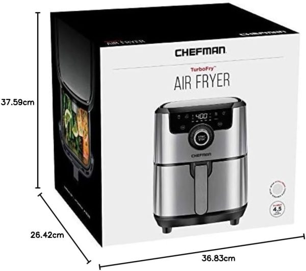 Chefman TurboFry Touch Air Fryer, The Most Compact And Healthy Way To Cook Oil-Free, One-Touch Digital Controls And Shake Reminder For The Perfect Crispy And Low-Calorie Finish, 5 Quart