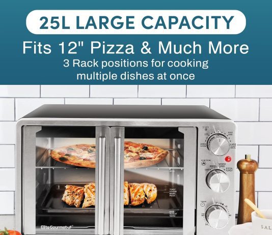 elite gourmet eto2530m double french door countertop toaster oven review