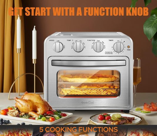 geek chef air fryer toaster oven combo16qt convection ovens countertop 4 slice toaster 9 inch pizza with warm broil toas 1