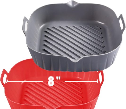golden associate silicone liners square 8 inches for air fryer 2 pcs non stick food grade reusable silicone pot baking t