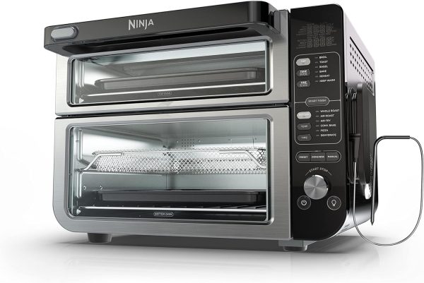 Ninja DCT451 12-in-1 Smart Double Oven with FlexDoor, Thermometer, FlavorSeal, Smart Finish, Rapid Top Convection and Air Fry Bottom , Stainless Steel