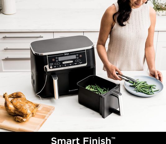 ninja dz550 foodi 10 quart 6 in 1 dualzone smart xl air fryer with 2 independent baskets thermometer for perfect donenes 3
