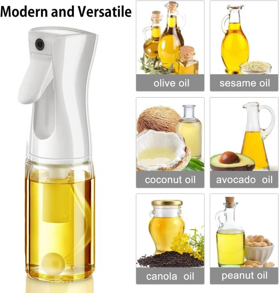 Refillable Oil Sprayer for Cooking - 6.7 fl.oz Glass Oil Sprayer Mister- Olive Oil Spray Bottle - Olive Oil Sprayer Mister - Oil Spitzer - Oil Dispenser for kitchen - Air Fryer Accessories