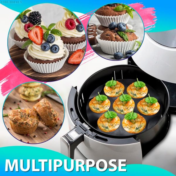 Silicone Muffin Pan Cupcake Tray - 7 Cupcake Tray for Baking Supplies Silicone Muffin Pans Nonstick for 3.5-5.8L Air Fryer Accessories - Nonstick Cupcake Baking Pan Nonstick Air Fryer Oven Accessories