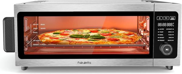 Toaster Oven Air Fryer Combo - Fabuletta 10-in-1 Countertop Convection Oven 1800W, Flip Up  Away Capability for Storage Space, Oil-Less Toaster Oven Fit 12 Pizza, 9 Slices Toast, 5 Accessories