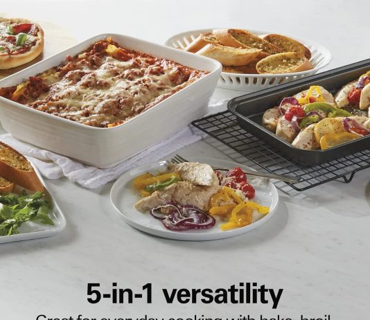 hamilton beach 31143 4 slice toaster oven with 5 cooking modes bake broil keep warm toast bagel with stay on auto shutof 1