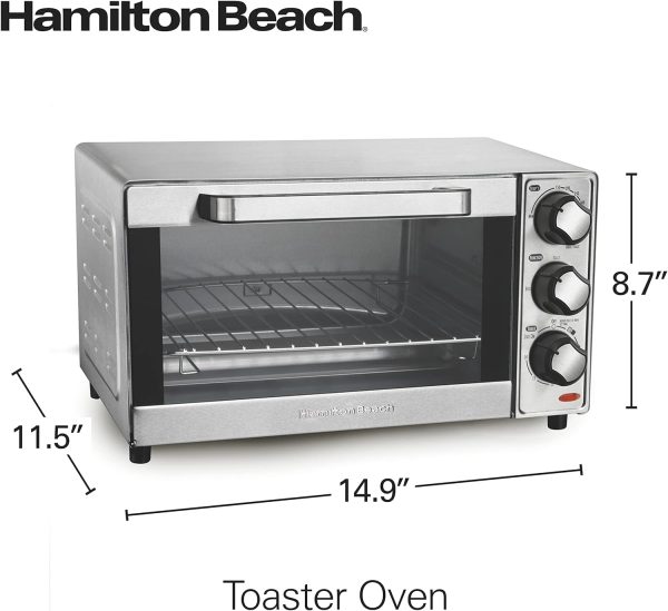 Hamilton Beach Countertop Toaster Oven  Pizza Maker Large 4-Slice Capacity, Stainless Steel (31401)