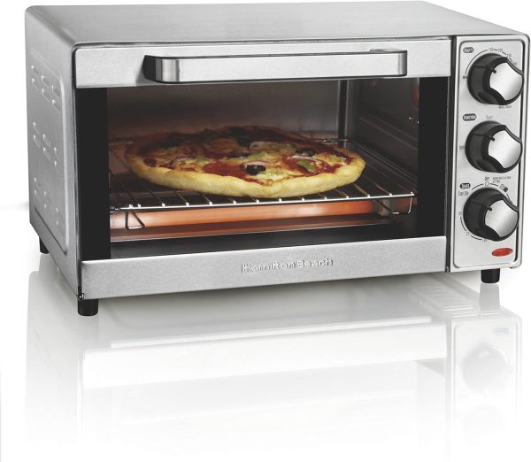 Hamilton Beach Countertop Toaster Oven  Pizza Maker Large 4-Slice Capacity, Stainless Steel (31401)