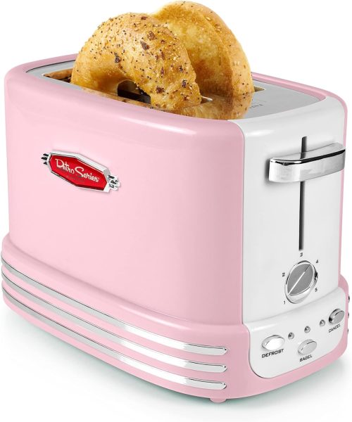 Nostalgia 0.7 Cu Ft Retro Air Fryer Oven with Bake, Toast, Air Fry, and Broil Functions | Large Capacity Fits 12 Slices of Bread, Two 12 in. Pizzas | Red