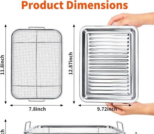air fryer basket for oven 128 x 96 up to 450 thickened food grade stainless oven air fryer basket and tray for baking cr 4