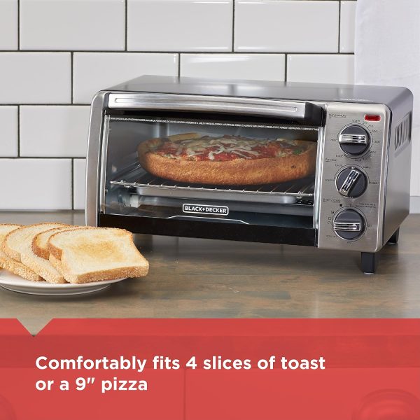 BLACK+DECKER TO1750SB 4-Slice Toaster Oven with Natural Convection, Stainless Steel