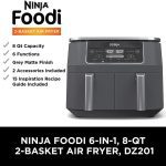 Ninja AF101 Air Fryer for Quick, Easy Meals, High Gloss Finish, Grey |