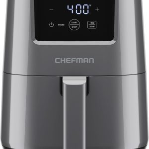 CHEFMAN 2 Qt Mini Air Fryer – Digital Space-Saving Compact Air Fryer with Nonstick Basket – Grey