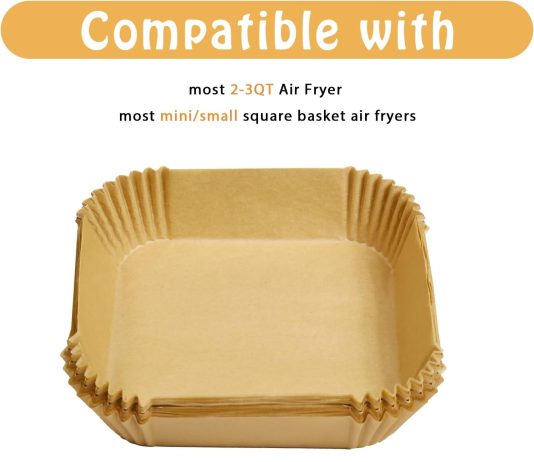 square mini air fryer liners for most 2qt air fryer 100 pcs non stick air fryer parchment paper pads air fryer liners 3