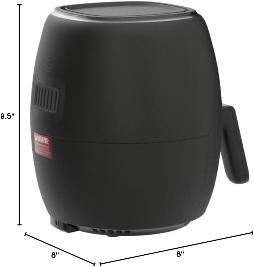 CHEFMAN Small Air Fryer Healthy Cooking, 3.6 Qt, User Friendly, Nonstick, Digital Touch Screen, Dishwasher Safe Basket, w/ 60 Minute Timer  Auto Shutoff, Matte Black, Cookbook Included