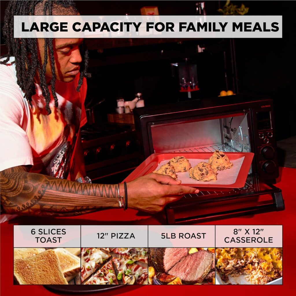 CRUXGG Digital Toaster Oven with Air Frying - Favorite Things 2023-10 Cooking Functions, Two Speed Convection Fan, Digital Display and Large Capacity, Fits 12 Pizza, 6 Slices Toast, 1800W Black CRUXGG Digital Toaster Oven with Air Frying - Favorite Things 2023-10 Cooking Functions, Two Speed Convection Fan, Digital Display and Large Capacity, Fits 12 Pizza, 6 Slices Toast, 1800W Black