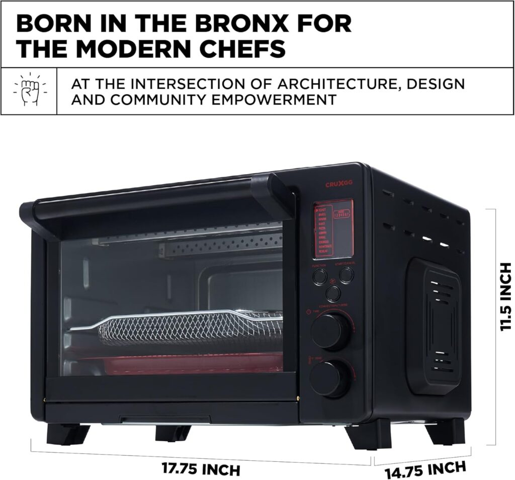 CRUXGG Digital Toaster Oven with Air Frying - Favorite Things 2023-10 Cooking Functions, Two Speed Convection Fan, Digital Display and Large Capacity, Fits 12 Pizza, 6 Slices Toast, 1800W Black CRUXGG Digital Toaster Oven with Air Frying - Favorite Things 2023-10 Cooking Functions, Two Speed Convection Fan, Digital Display and Large Capacity, Fits 12 Pizza, 6 Slices Toast, 1800W Black