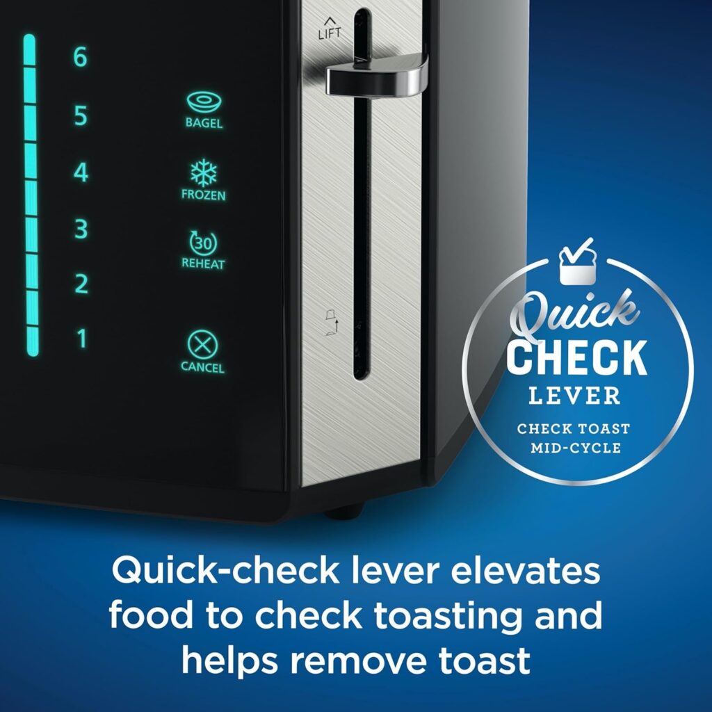 Oster 4-Slice Digital Toaster with Touch Screen, Bagel Toaster with Timer  6 Shade Settings, Stainless Steel