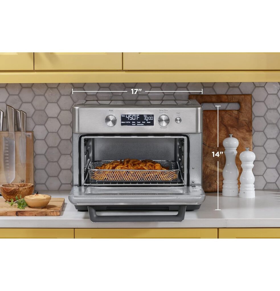 GE Digital Air Fry 8-in-1 Toaster Oven, Large Capacity Fits 12 Pizza, 8 Cook Modes of Air Fry, Bake, Broil, Convection, Keep Warm, Proof, Roast and Toast, Stainless Steel, G9OAAASSPSS (Renewed)