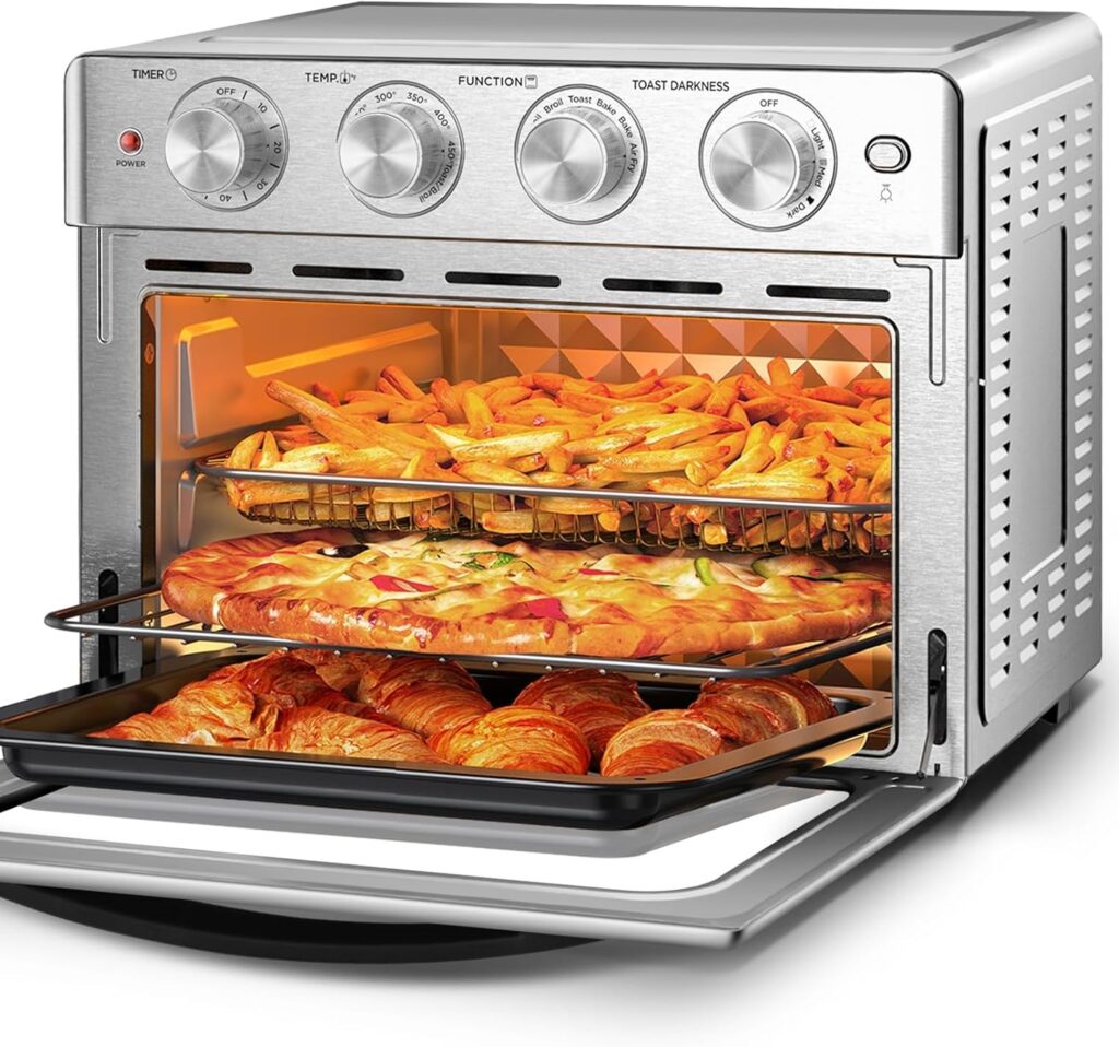Geek Chef Air Fryer, 6 Slice 26QT Air Fryer Toaster Oven Combo, Air Fryer Oven,Roast, Bake, Stainless Steel, ETL Listed