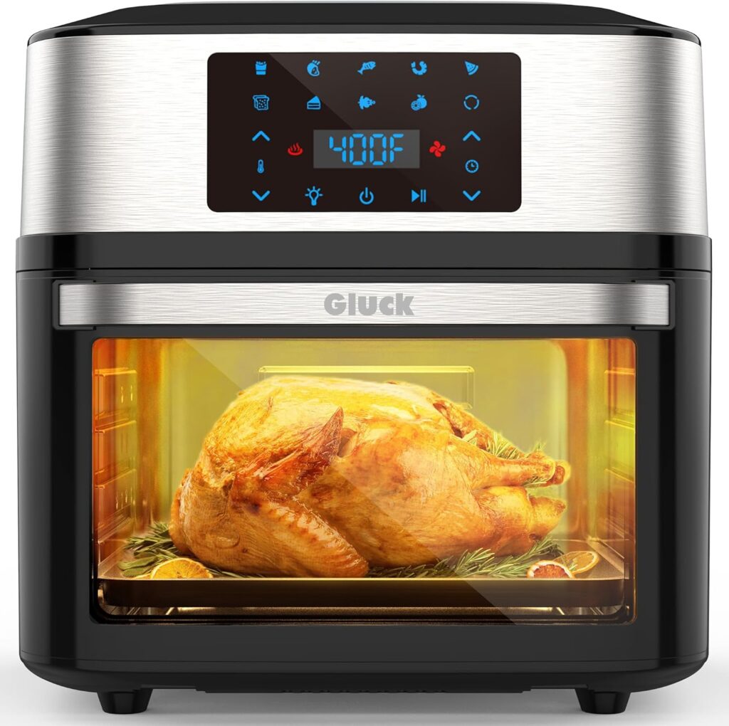 GLUCK Air Fryer Oven, 10-in-1 20QT Airfryer Oven with Visible Cooking Window, Large Air Fryer Toaster Oven Combo with Recipes  10 Accessories, ETL Certification