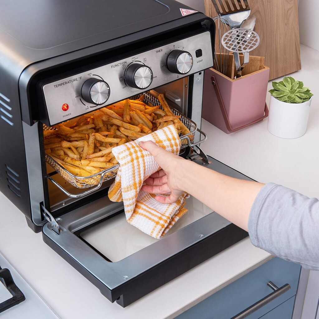 Moss  Stone Air Fryer Oven, 6-in-1 Toaster Oven 23 Quart, Airfryer Toaster Oven For Roast, Bake, Broil, Stainless Steel Accessories Included, Black Convection Oven Countertop.