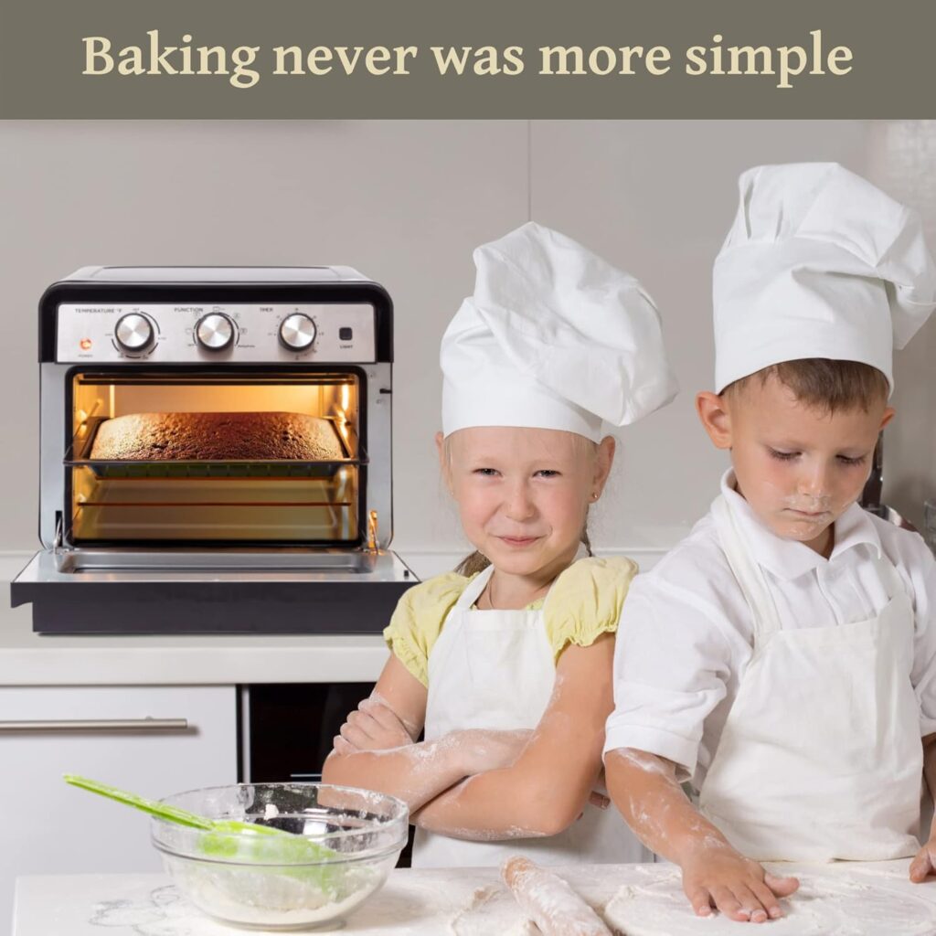 Moss  Stone Air Fryer Oven, 6-in-1 Toaster Oven 23 Quart, Airfryer Toaster Oven For Roast, Bake, Broil, Stainless Steel Accessories Included, Black Convection Oven Countertop.