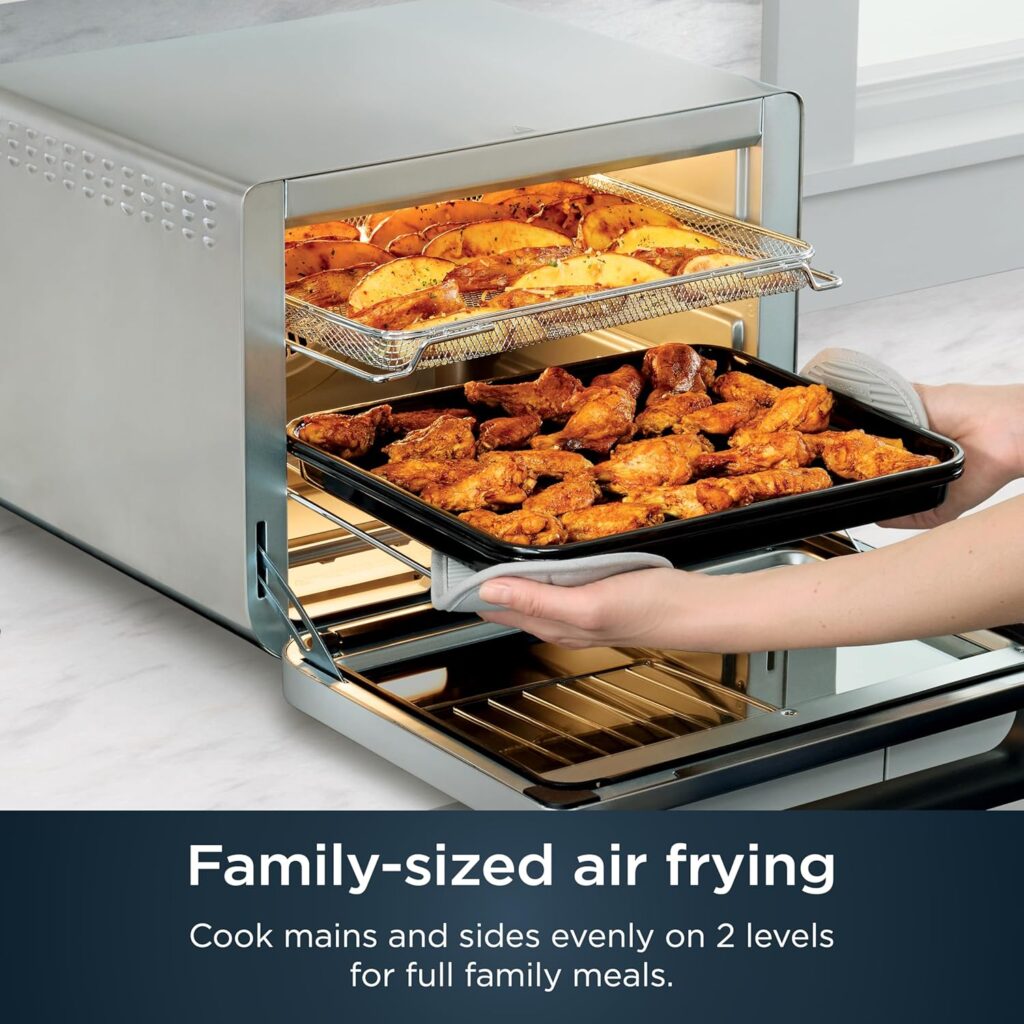Ninja Air Fryer  Toaster Oven | Prestige Smart XL Countertop Oven | Bakes up to 20 Cookies, Fits up to a 12lb Turkey | Pizza, Toast, Bake, Air Fry  Reheat | 1800 Watts | Stainless Steel | DT501​