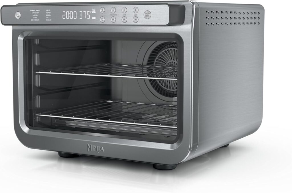Ninja Air Fryer  Toaster Oven | Prestige Smart XL Countertop Oven | Bakes up to 20 Cookies, Fits up to a 12lb Turkey | Pizza, Toast, Bake, Air Fry  Reheat | 1800 Watts | Stainless Steel | DT501​