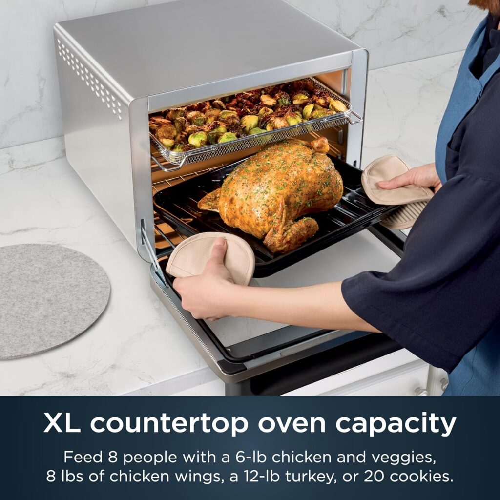 Ninja Air Fryer  Toaster Oven | Prestige Smart XL Countertop Oven | Bakes up to 20 Cookies, Fits up to a 12lb Turkey | Pizza, Toast, Bake, Air Fry  Reheat | 1800 Watts | Stainless Steel | DT501​