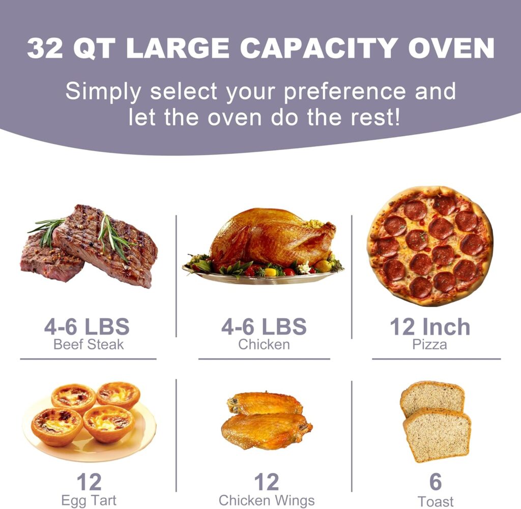 TAMARIT 10 in 1 Convection Toaster Oven Countertop, Knob with LED display SCR Precision Temperature Control 32QT/30L Ceramic Coating Cavity Double Glass Door, Brushed Stainless Steel