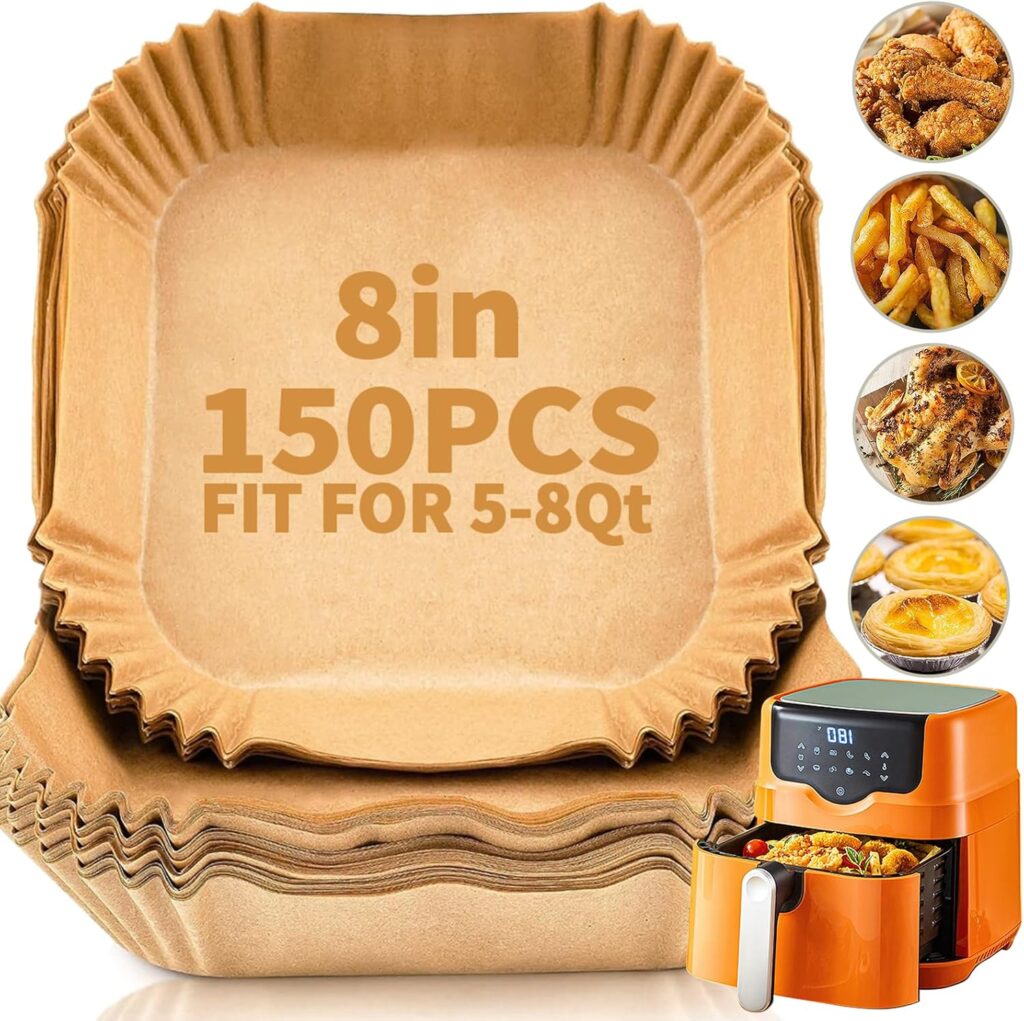 150pcs Air Fryer Liners, 8.7 Square Parchment Disposable Paper Liner for Air Fryer, Baking, Roasting and Microwave, Non-Stick liner Accessories 150pcs Air Fryer Liners, 8.7 Square Parchment Disposable Paper Liner for Air Fryer, Baking, Roasting and Microwave, Non-Stick liner Accessories