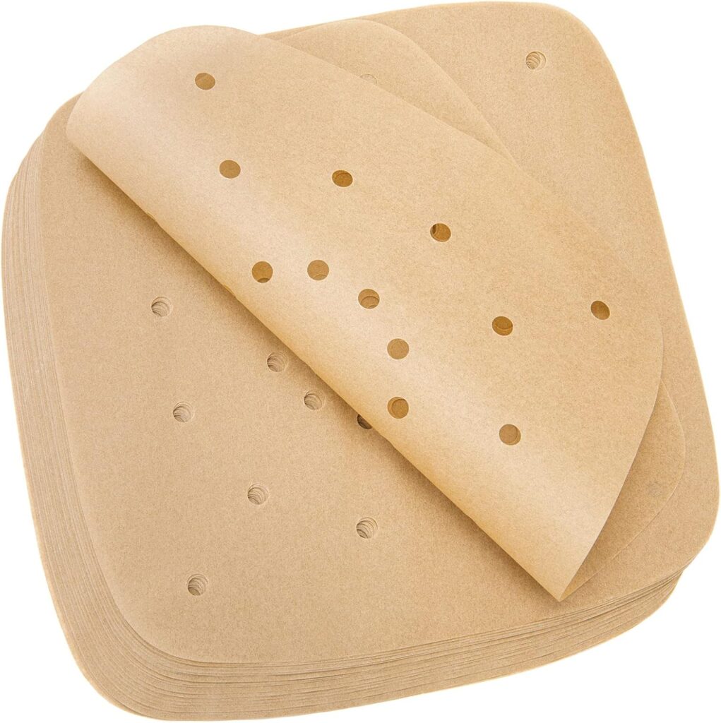 200pcs Air Fryer Parchment Paper Disposable Liner 8.5inch, Premium Perforated for Air Fryer, Streamer, Pans, No Burn, Easy Cleanup (Brown)