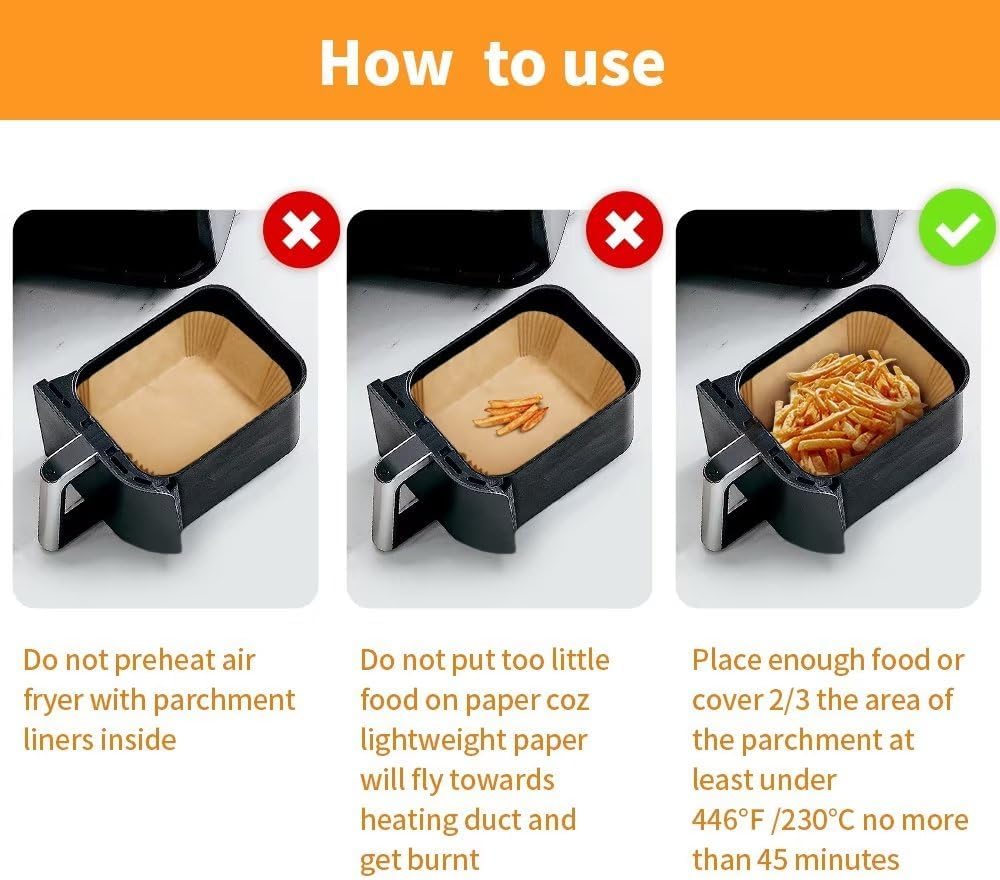 Air Fryer Liners Disposable for Ninja Airfryer: 125pcs 8.7x5.5 Rectangle Parchment Paper for Air Fryer Dual Basket Ninja DZ201 DZ401 Foodi 8Qt and Above Air Fryer liner Accessories