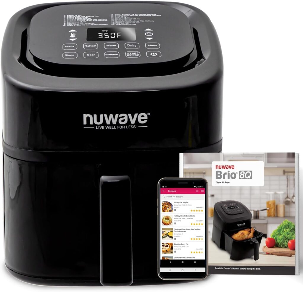 Nuwave 8-Qt 1800W Air Fryer with Cool Display, 100 Presets, 3 Wattages, Linear Technology, Built-In Safety Nuwave 8-Qt 1800W Air Fryer with Cool Display, 100 Presets, 3 Wattages, Linear Technology, Built-In Safety