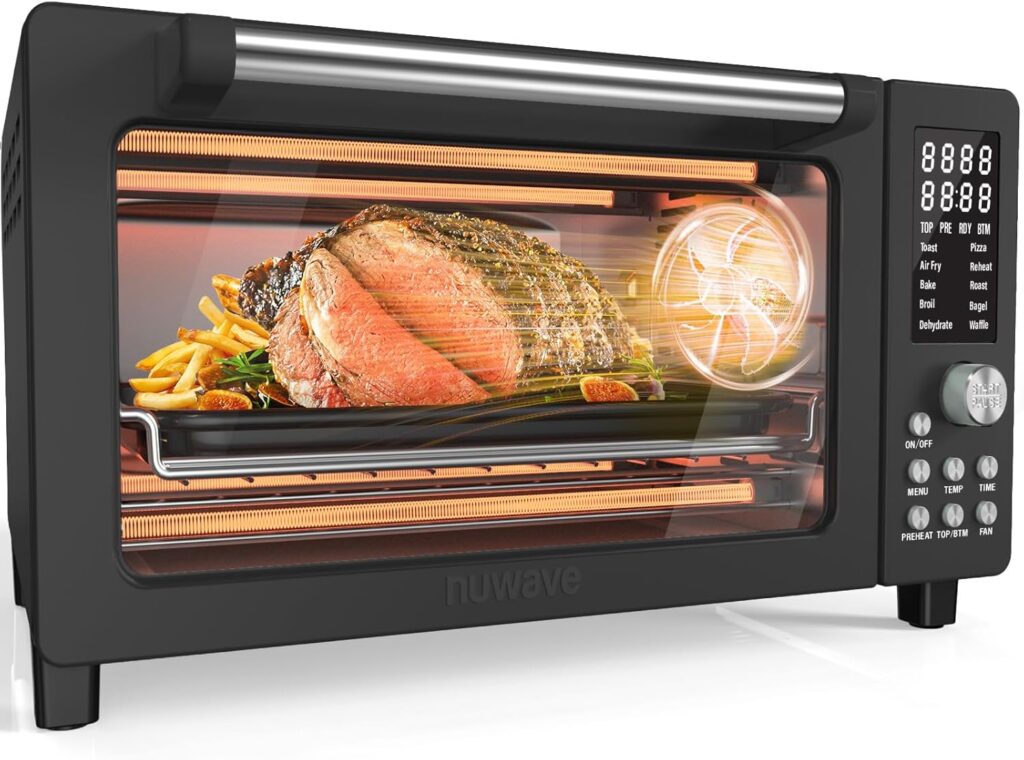 Nuwave Bravo Pro Smart Air Fryer Toaster Oven Combo, Airfryer Convection Oven Countertop, 10-in-1 Functions with Quicker Even Crisp Technology, 1800W, 50-450°F, PFAS-Free, 21QT, Black Nuwave Bravo Pro Smart Air Fryer Toaster Oven Combo, Airfryer Convection Oven Countertop, 10-in-1 Functions with Quicker Even Crisp Technology, 1800W, 50-450°F, PFAS-Free, 21QT, Black