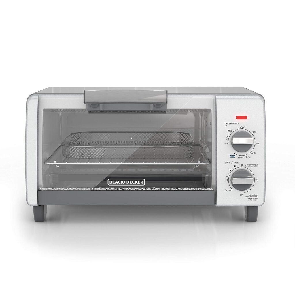 BLACK+DECKER Crisp N Bake Air Fry 4-Slice Toaster Oven, Gray, TO1785SG BLACK+DECKER Crisp N Bake Air Fry 4-Slice Toaster Oven, Gray, TO1785SG