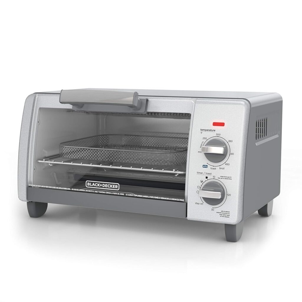 BLACK+DECKER Crisp N Bake Air Fry 4-Slice Toaster Oven, Gray, TO1785SG BLACK+DECKER Crisp N Bake Air Fry 4-Slice Toaster Oven, Gray, TO1785SG