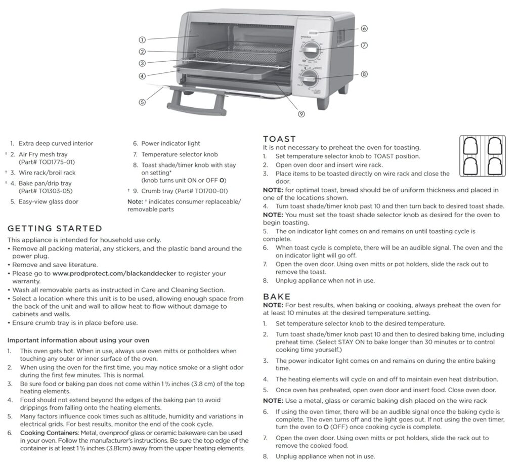 BLACK+DECKER Crisp N Bake Air Fry 4-Slice Toaster Oven, Gray, TO1785SG BLACK+DECKER Crisp N Bake Air Fry 4-Slice Toaster Oven, Gray, TO1785SG